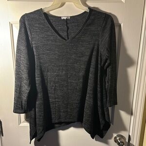 Charcoal Gray V-Neck Top